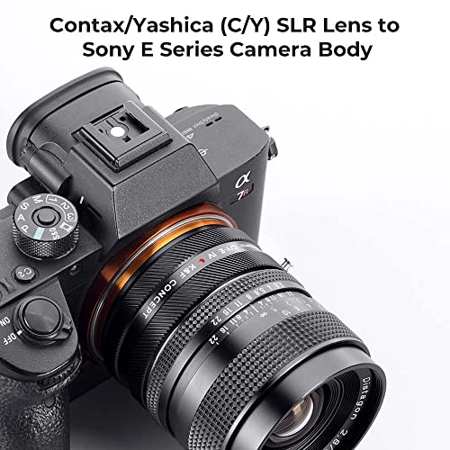 K&F Concept IV PRO C/Y-NEX Lens Mount Adapter Manual Focus Compatible with Contax/Yashica SLR Lens to Sony-E NEX Mount Camera Body with Matting Varnish Design