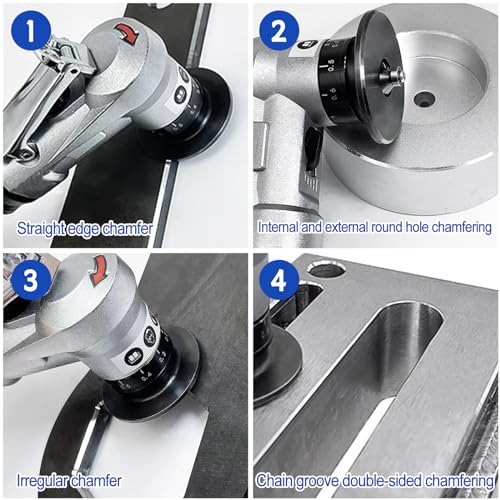 Mini Pneumatic Chamfering Machine, Handheld Beveling Machine Tool Pneumatic Chamfer Tool 45 Degree for Metal Wood Trimming Chamfer Deburring, Aluminum Alloy Shell (6*R+ 6*C Blade+6*Bearing) 6*R+ 6*C Blade+6*Bearing