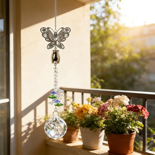 Butterfly Crystal Catcher Mini Urn for Ashes Keepsake Suncatcher with Small Cremation Holder,Hanging Memorial Decor mini urn,1.2 Inches Tiny urn for Human or Pet Ashes Sharing Memorial Urn