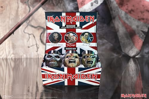 Nemesis Now Shot Glass Collection Set of 3, Hand-Painted Rock Band Merchandise, Music Collectibles, Gifts for Heavy Metal Fans - Officially Licensed Iron Maiden