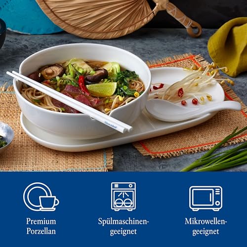 Villeroy & Boch Soup Passion Asia Spoon Set, Porcelain, White, 5.75 in Traditional