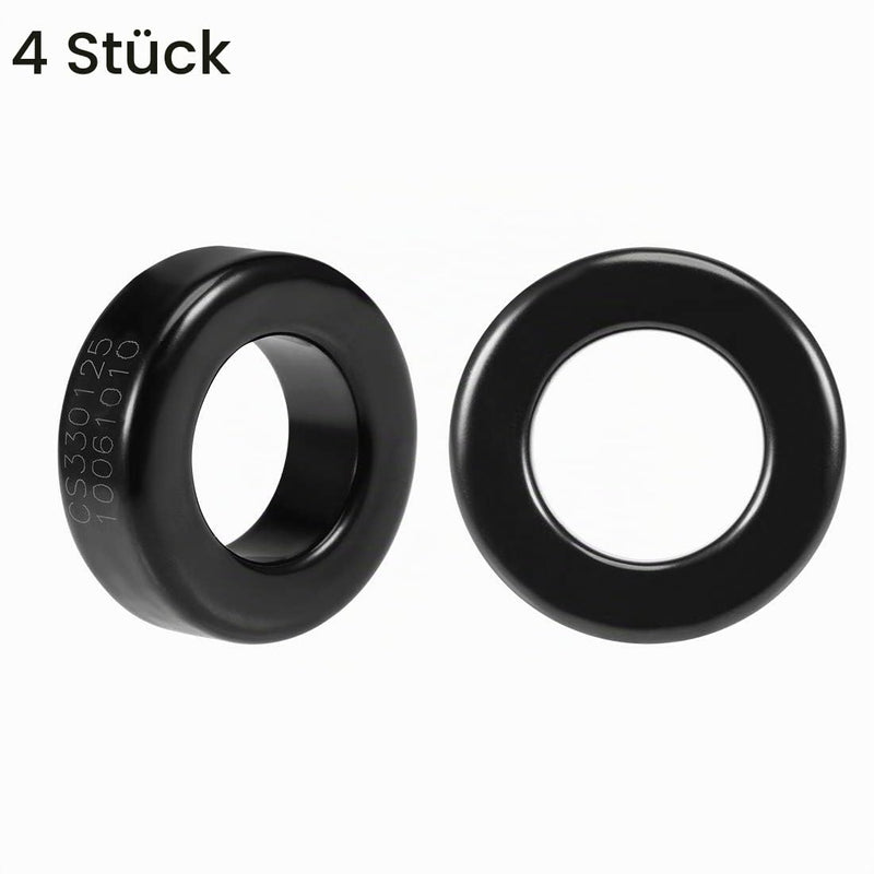 sourcing map 4 pieces ferrite ring iron powder toroid cores 19.3 x 33.7 x 11.3 mm black grey de