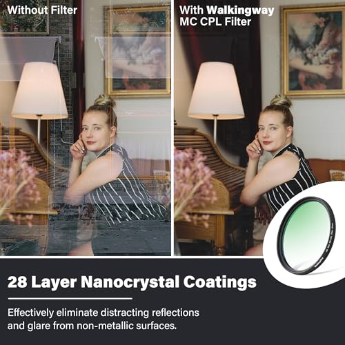 Walking Way 77mm Circular Polarizing Filter Ultra-Slim MC CPL Filter Optical Glass Circular Polarizer Filter for Camera Lens