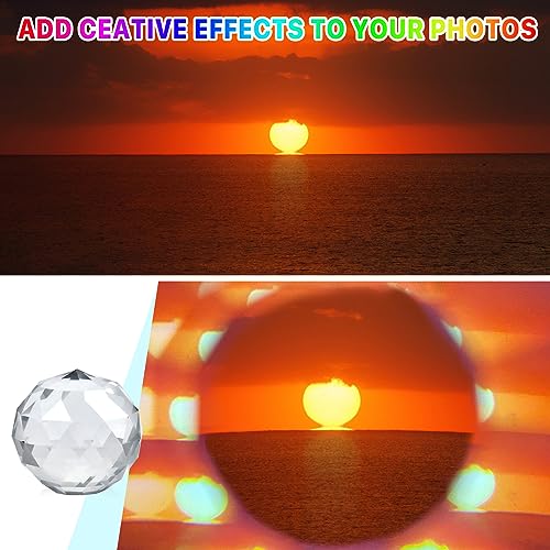 Supkiir 5 Pack K9 Optical Crystal Photography Prism Set with Crystal Ball Glass Triangular Prism Cube Lens Prism Ball and Optical Pyramid, Portable Rainbow Prism for Photos and Teaching Light Spectrum