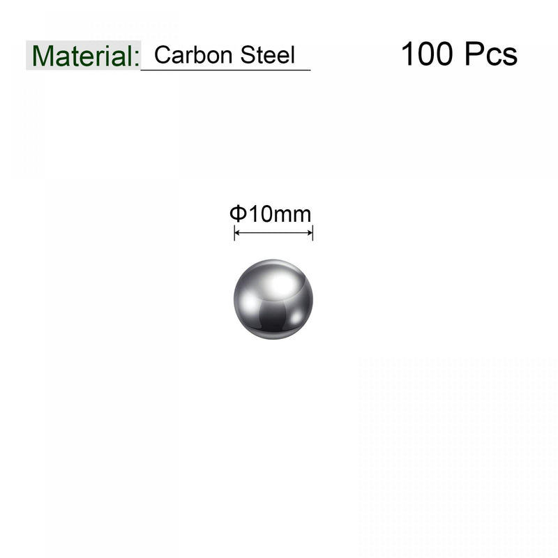 [Australia - AusPower] - uxcell 100pcs 10mm Carbon Steel Bearing Balls Precision Polished 100 