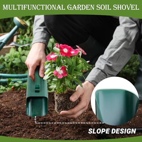 Lanties 3-pack large plastic soil scoop shovels with sifting holes for gardening