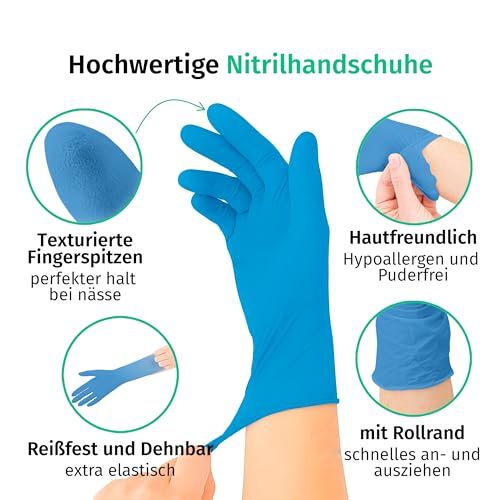 SF Nitrile Disposable Gloves XXL Blue, 90 Pieces/Box, Nitrile Gloves, Stretchy Disposable Nitrile Gloves, Powder-Free, Latex-Free, Tear-Resistant, Rubber Gloves | Puderfreie Einmalhandschuhe für Tattoo, Werkstatt, Küche, Reinigung und Haushalt; vielsei...