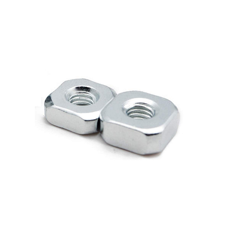 [Australia - AusPower] - 100pcs M6 Square Nut, Metric Coarse Thread Nut,Zinc Plated, Silver Tone(Size: M6×10×5). 