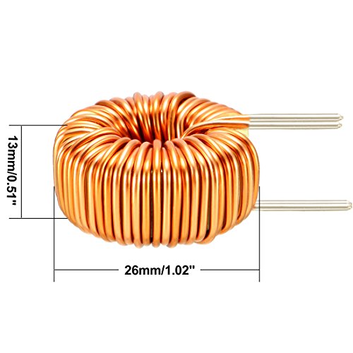 sourcing map Horizontal Toroid Magnetic Inductance Monolayer Wire 50uH 20A Coil Pack of 5 5Pcs 50uH 20A