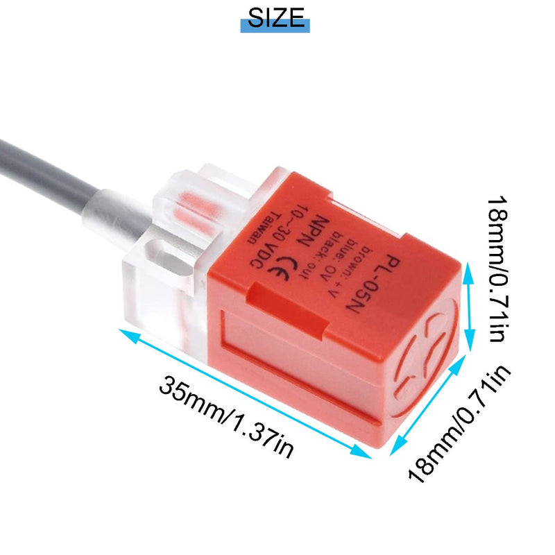 [Australia - AusPower] - 2 pcs PL-05N DC 10-30V Inductive Proximity Sensor 200mA 5mm NPN NO Detection Switch Proximity Detection Switch with Wiring Cap 
