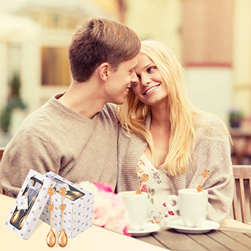 30Pack(60PCS) Rose Flower Shape Drinking&Coffee Spoon Teaspoons for Wedding Gift Tea Party Souvenir or Bridal Shower Favors for Guests with Individual Package