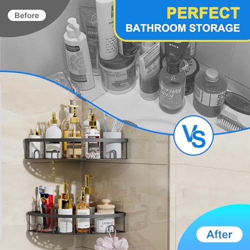 Corner Shower Caddy for Bathroom Storage,Black,2 Pack Black