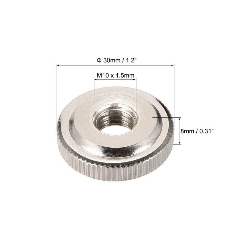 [Australia - AusPower] - uxcell Round Knurled Thumb Nuts Conector Lock Adjusting nuts, M10 Female Threaded Thin Type, Nickel Plated, Pack of 5 