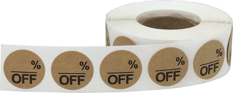 Natural Kraft Blank% Percent Off Stickers for Retail 0.75 Inch 500 Adhesive Labels Natural Kraft Blank