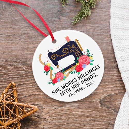Sewing Gifts for Seamstress Quilting Gifts for Quilter Christmas Ornament Gift for Sewers and Quilters Seamstress Gift for Women Best Present for Sewers Ceramic Ornament Birthday Mother's Day Present