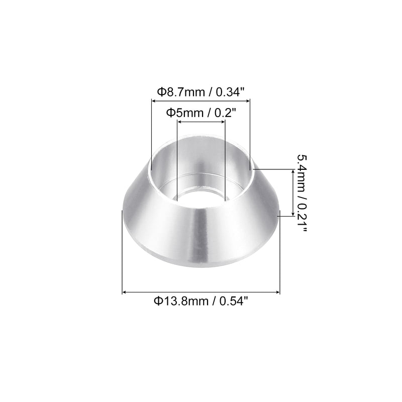 [Australia - AusPower] - uxcell M5 Cone Cup Countersunk Washers, 30 Pcs Anodized Aluminum Gaskets Cup Head Washer Gasket, Cup Screw Counterbore Gasket for Mechanical Accessories Parts, Silver 
