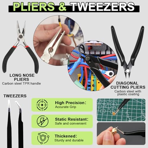 Pack of 56 Deburring 3D Printing Kit, 3D Printer Tool with Nozzle Cleaning Set, Carving Set, Deburring Tool, File Set, Cleaning Needles, Side Cutters, Small, Deburring Tool for Cleaning Maintenance 56 pieces