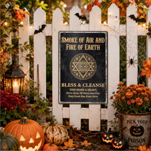 Witchy Spiritual Metal Sign, Evil Eye Bless Cleanse Home Wall Decor W01