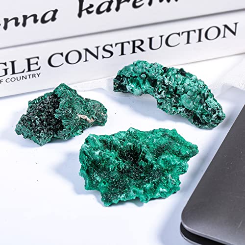 Nupuyai Natural Raw Malachite Crystal Stone for Reiki Healing Stress Anxiety, Real Green Malachite Specimen Cluster Decor for Home Office Tabletop, 51-100g