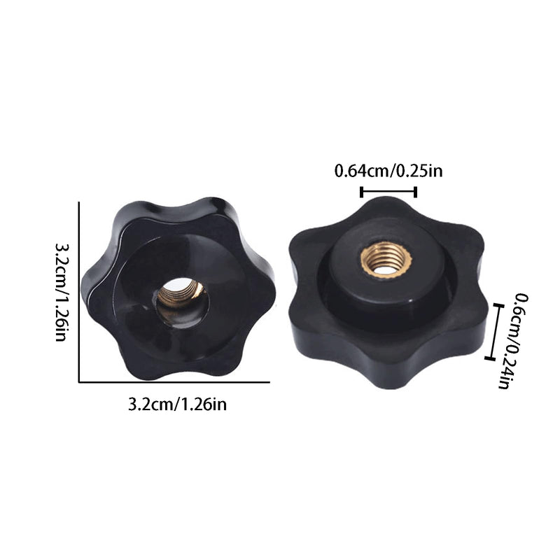 [Australia - AusPower] - 20PCS 6-Star Knobs, 1/4 Inch 20 Knob, Plastic Hexagon Head Thru Knobs, Nylon Clamping Knobs, Jig Knobs, Threaded Knobs, Knurled Knobs, Clamping Handle Screw Knobs, Through Hole Set-Up Thumb Nuts 