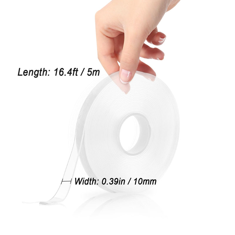 Transparent Nano Double-Sided Tape Heavy Duty, 16.4ft Clear Strong Sticky Adhesive Mounting Tape, Narrow Waterproof Decorative Acrylic Gel Tape for Wall, Poster, Photos, Hanging Decoration Craft, DIY