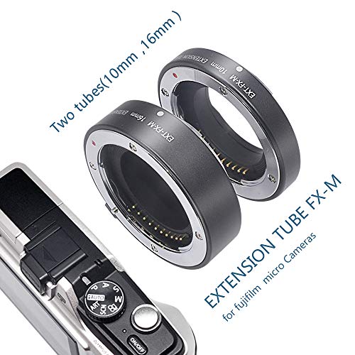 EXT-FX-M Metal Auto Focus Macro Extension Tubes Set(10+16mm) for Fuji Fuji X-Mount X-T2,X-T20,X-T3,X-T30, XT1,X-T100 X-H1 X-PRO2 X-A5 X-A3 X-A2 X-A10 X-E3 X-E2 X-E2S X-M1 10mm+16mm