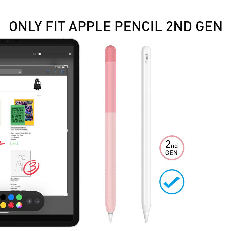 [Australia - AusPower] - Delidigi Pencil Case Compatible with Apple Pencil 2nd Generation Case, Gradient Color Case Sleeve Silicone Cover Accessories for Apple Pencil 2nd Gen Pink 
