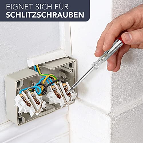 PerfectHD Power Tester - Screwdriver - Made in Germany - Voltage Tester - 60 mm Shaft - 3 mm Blade - 120 to 250 V - 5 Variants 1 count