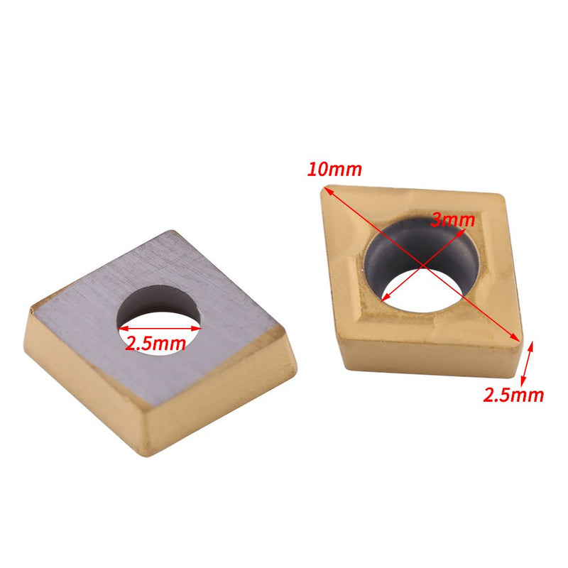 [Australia - AusPower] - 10pcs CNC Carbide Tip Inserts CCMT060204-HM YBC251 Knife Cutter Rotary Tool with Box for Preworking Steel Gold High Strength High Tenacity 10x6x2.5mm, Default 
