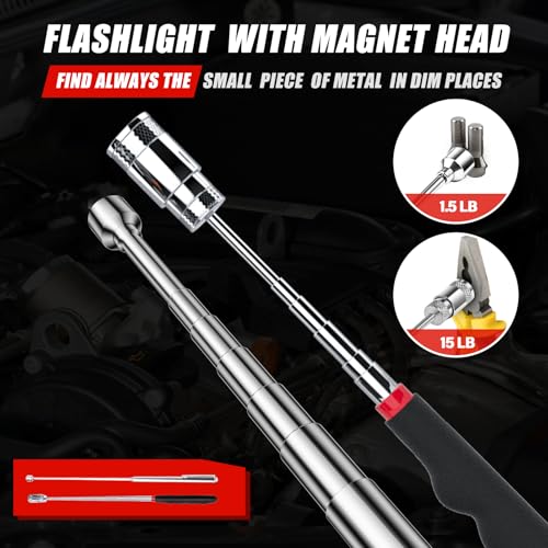 5Pcs Magnetic Pickup Tool Set, Telescoping Flashlights & Inspection Mirrors 5PCS Magnetic Tool Set