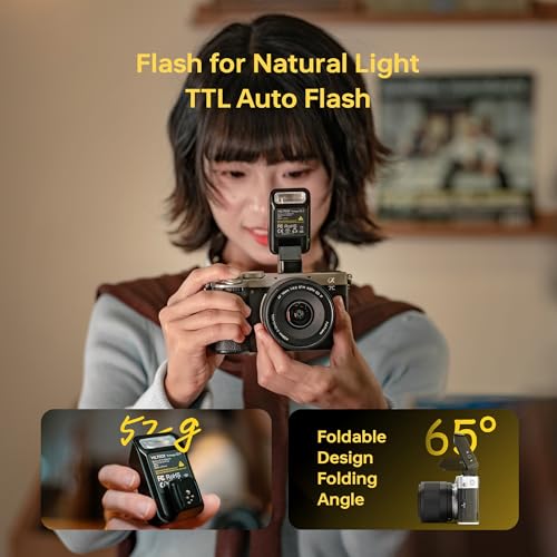 VILTROX Vintage Z2 Mini TTL On-Camera Flash for Canon, GN6 Hot Shoe Speedlite, 5-Step Manual Power Control, 700 Full-Power Flashes 10Ws, Detachable Softbox（Black） Vintage Z2-C Flash