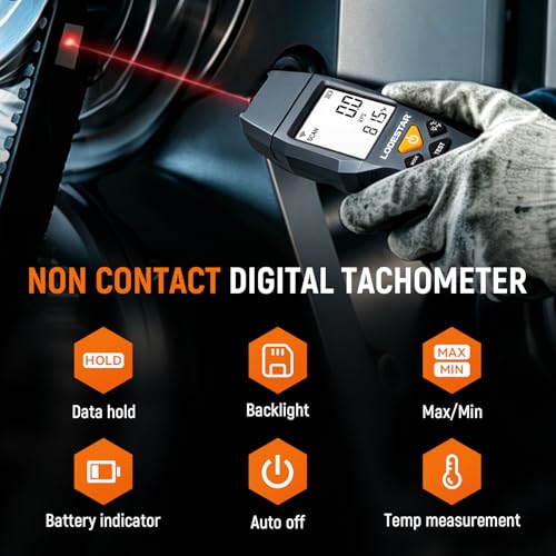 LODESTAR LD373 non-contact digital laser tachometer for motor and fan RPM speed testing
