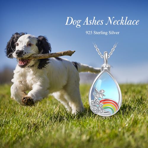 Ashes Necklace Sterling Silver Dog Ashes Necklace Rainbow Bridge Dog Cremation Jewellery Bereavement Gifts for Women
