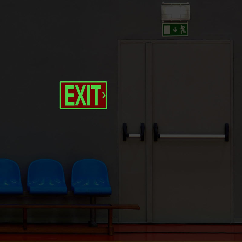 [Australia - AusPower] - 10 Pcs Exit Signs Glow in the Dark Exit Signs for Business 12 x 7 Inch Exit Photoluminescent Signs Stickers with Arrows for Indoor Outdoor for Business, School, Office, Warehouse 