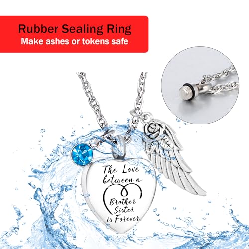 Gredstar Heart Urn Necklace for Ashes, Cremation Keepsake Pendant Brother and Sister