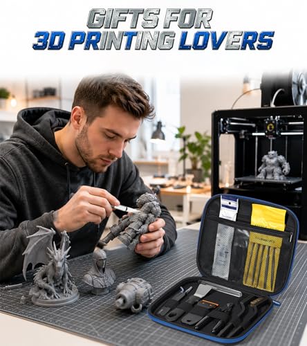 Glamgen 3D Printer Tool Kit, 34PCS 3D Printer Accessories Set with Tool Box Includes Nozzle Cleaning, Removal Scrapers, Finishing Tools, 5 Types of Files, Brushes, Wire Cutter and Engraving Knife