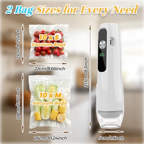 Joyzan Handheld Food Vacuum Sealer Kit, Rechargeable Mini Food Storage