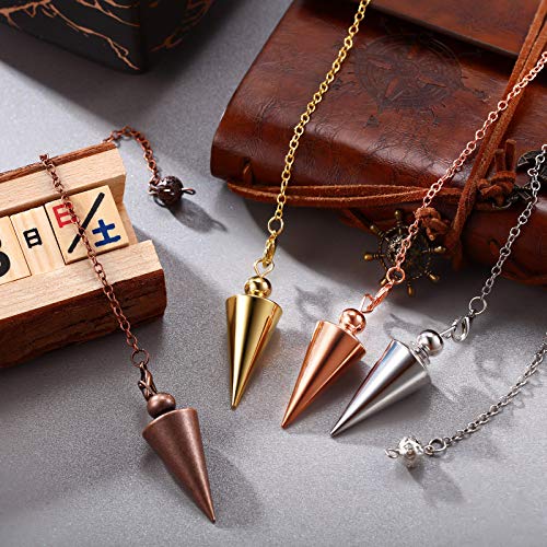 Hicarer 4 Pieces Copper Metal Pendulum for Dowsing, Classic, Four Color