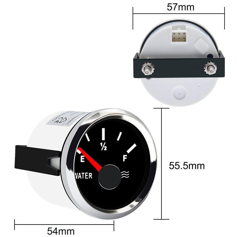 [Australia - AusPower] - KAOLALI Water Level Gauge 52mm Water Tank Level Gauge Empty-Full Indicator for Level Sensor for Car Boat Auto Truck Marine 240-33ohm Black Silver 
