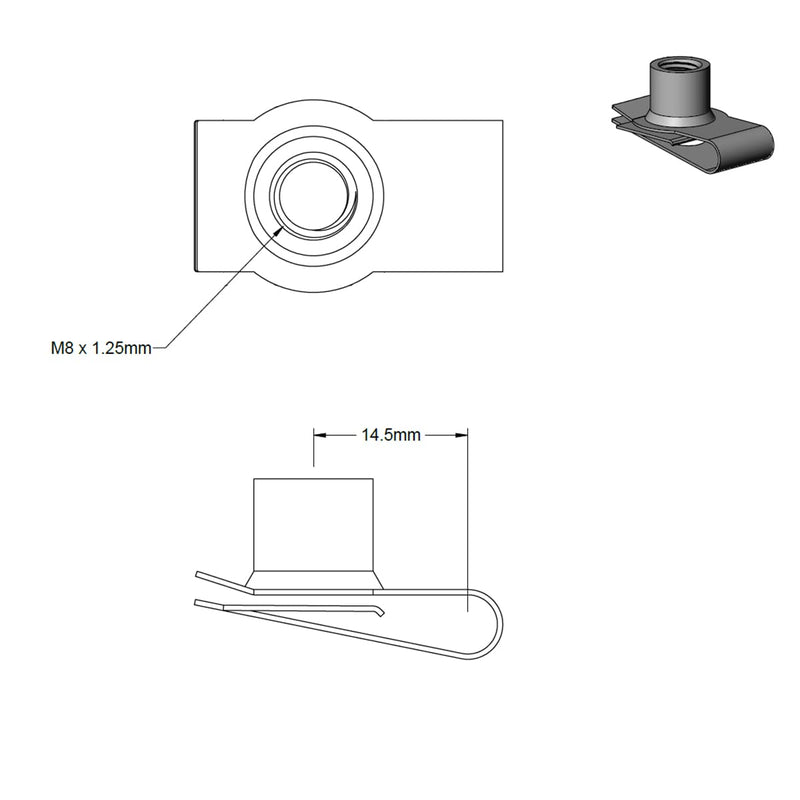 [Australia - AusPower] - M8 U -Style Clip-On Nut,U-Type Fasteners (Pack of 25) M8 