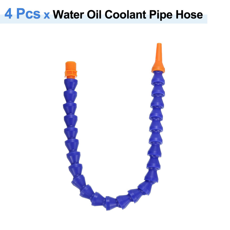 QUARKZMAN Pack of 4 G1/4 Inch Thread Flexible Water/Oil Coolant Hoses, 400 mm Plastic Adjustable Round Nozzle Cooling Pipe Hose with Inner Tube for Lathe CNC Water Cooling System | Plastic Adjustable Round Nozzle Cooling Pipe Hose with Inner Tube for...