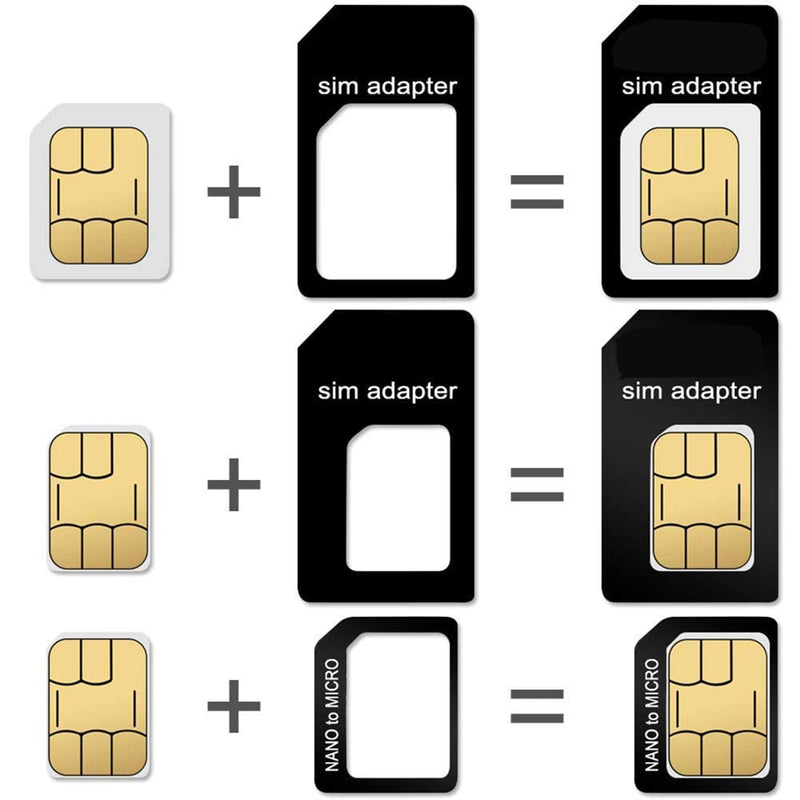 [Australia - AusPower] - 1 Pack SIM Card Holders with Tray Opener Pins, Card Storage Tool Set for Standard Micro Nano Micro-SD Memory Cards, with 3 Card Adapters and 1 Eject Pins - Black 