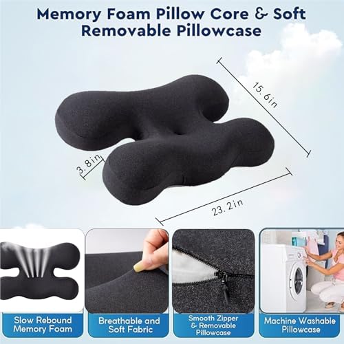 Side Sleep Beauty Pillow,Ergonomic Memory Foam with Removable Cover,Butterfly Shape Wrinkle Prevention Pillow for Protecting Your Hair and Skin