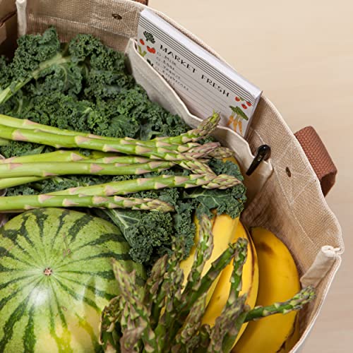 Now Designs reusable shopping tote bag featuring farmers market print, ideal for grocery shopping and eco-friendly errands.