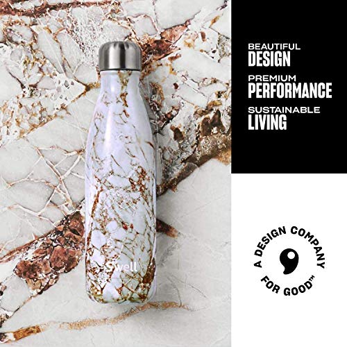 S'well Steel Water Bottle-25 Calacatta Gold-Triple-Layered Vacuum-Insulated Containers Keeps Drinks Cold for 48 Hours and Hot for 24-BPA-Free-Perfect for the Go, 25 fl oz 25.4 Ounces
