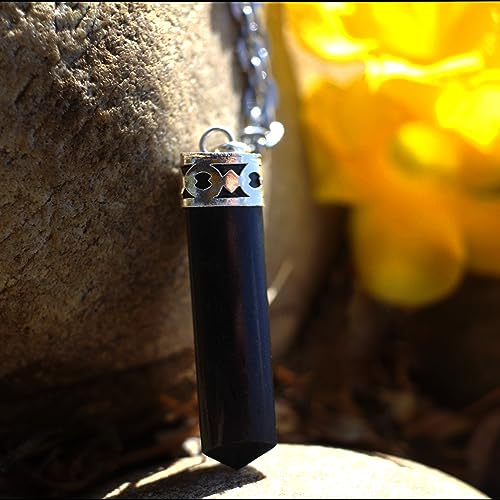 Black Tourmaline Necklace - Natural Healing Crystal Pendant for Powerful Protection from Negative Energy. Stress Relief. Raw Stone Jewelry for Men & Women