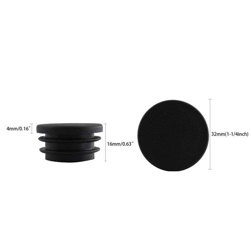 [Australia - AusPower] - 20Pcs 32mm(1-1/4Inch) Round Plastic Plug, Round Pipe Tubing End Cap, Black Furniture Finishing Sliders, Plastic Glide Protection for Round Metal Tube and Furniture 32mm(1-1/4Inch) 20 