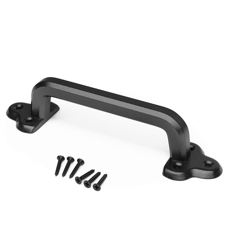 SMARTSTANDARD Heavy Duty 9" Antique Barn Door Handle, Large Rustic Retro Cast Iron Handle for Gates Garages Sheds Furniture, Black Powder Coated Finish, Square 1