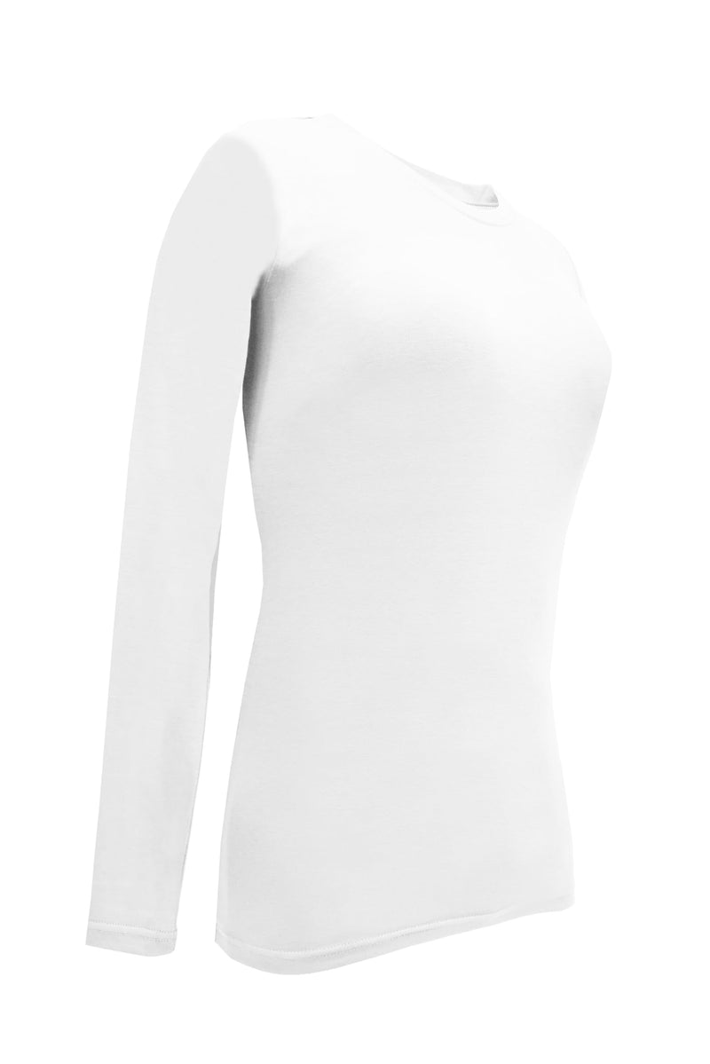 [Australia - AusPower] - Natural Uniforms Women's Under Scrub Tee Crew Neck Long Sleeve T-Shirt Medium White 