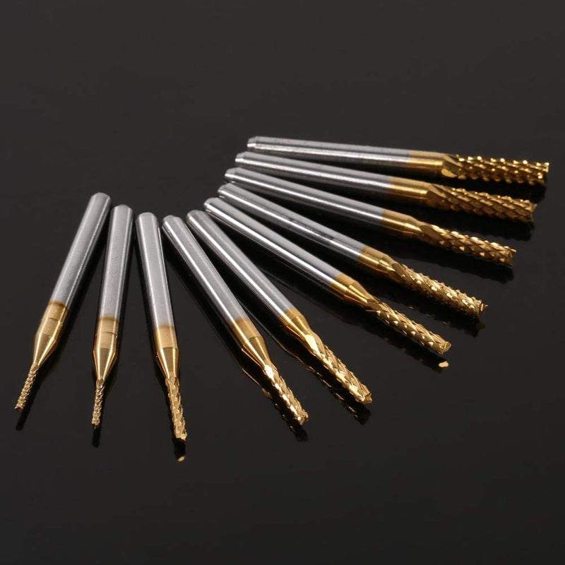 [Australia - AusPower] - 10 Pieces Milling Cutter 1.0-3.0 mm Titanium Coated End Mill Carbide CNC Cutting Inserts Tools 